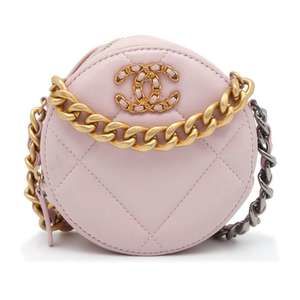 Chanel Round Chain Matelasse Shoulder Bag Lambskin Black